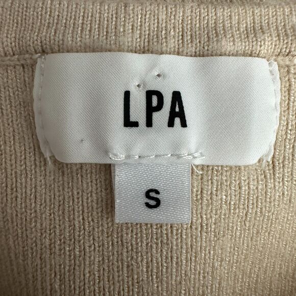 LPA Revolve Ribbed Cream Beige Bodycon Fitted Mini Dress Size Small - Picture 3 of 5